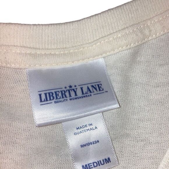 Vintage Liberty Lane Pale Yellow Embroidered Floral Bird Embroidered Graphic T - Picture 4 of 4